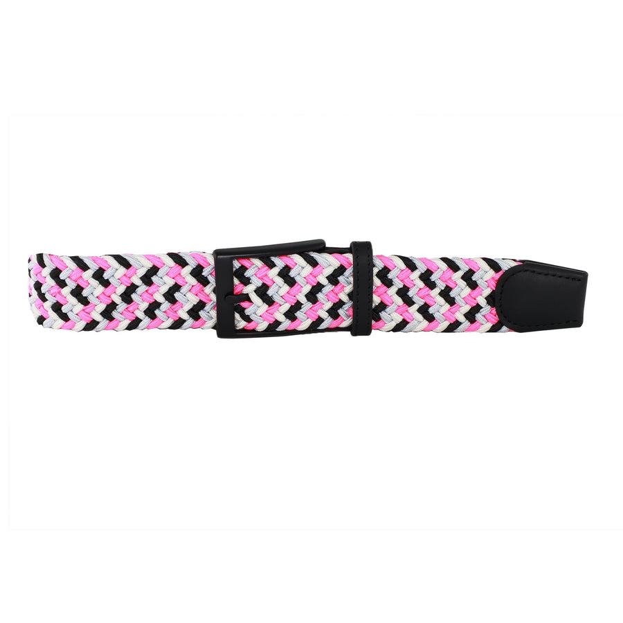 Black, White, Neon Pink, & Silver Elastic Belt