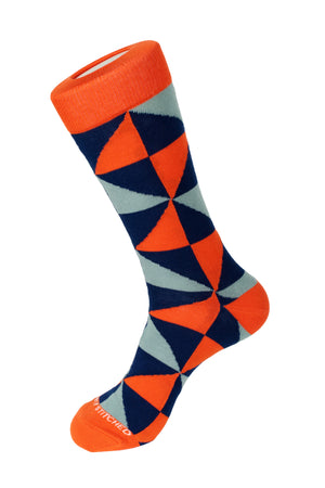 Balanced Diamond Crew Sock One Size / Orange Grey Blue Balanced Diamond Crew Sock One Size / Orange Grey Blue