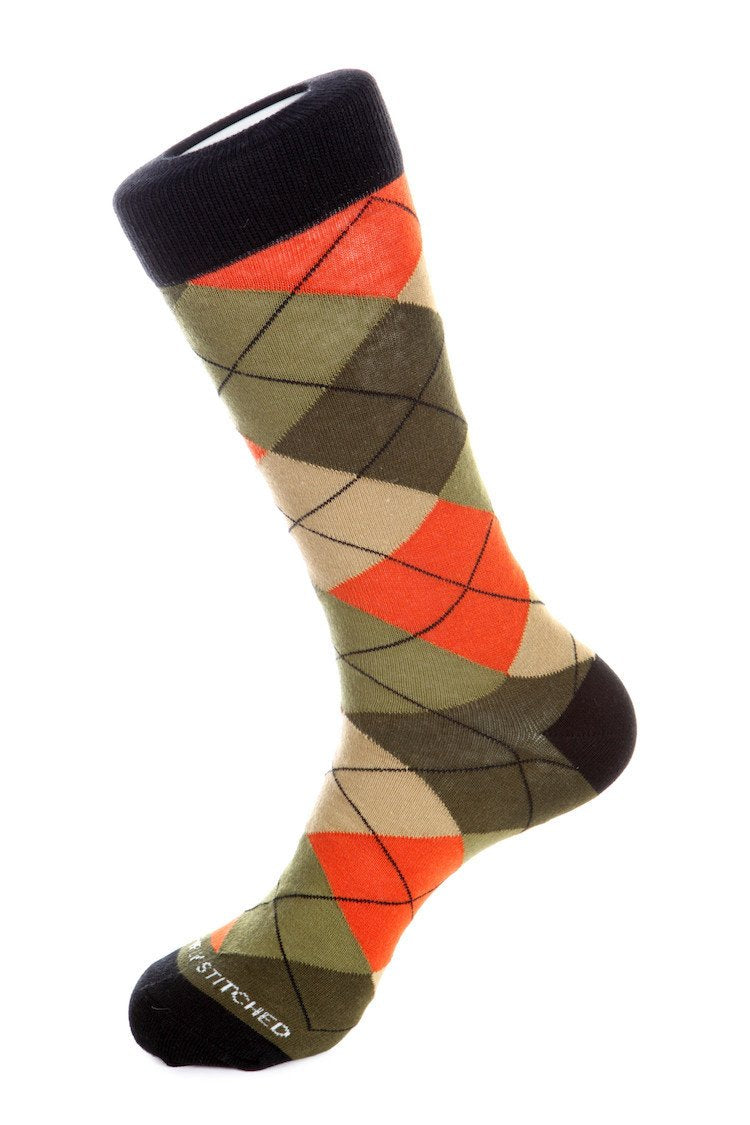 mens orange argyle dress socks Spitfire Blue Argyle Sock One size / HUNTER
