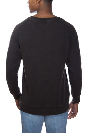 Stone Washed Cotton/Modal French Terry Relaxed Neck Crew Sweater