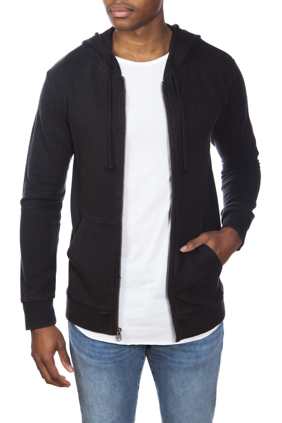 Stone Washed Cotton/Modal French Terry Zip-Up Hoodie