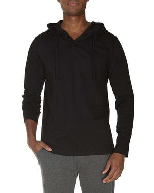 Hooded Henley Non Ribbed With Buttons