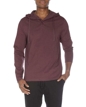 Hooded Henley Non Ribbed With Buttons