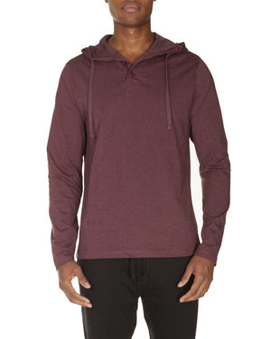 Hooded Henley Non Ribbed With Buttons