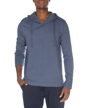 Hooded Henley Non Ribbed With Buttons