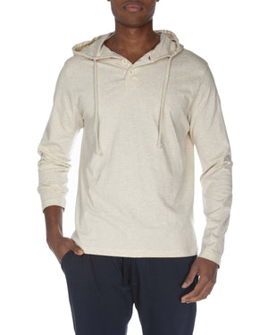 Hooded Henley Non Ribbed With Buttons