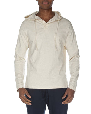 Hooded Henley Non Ribbed With Buttons