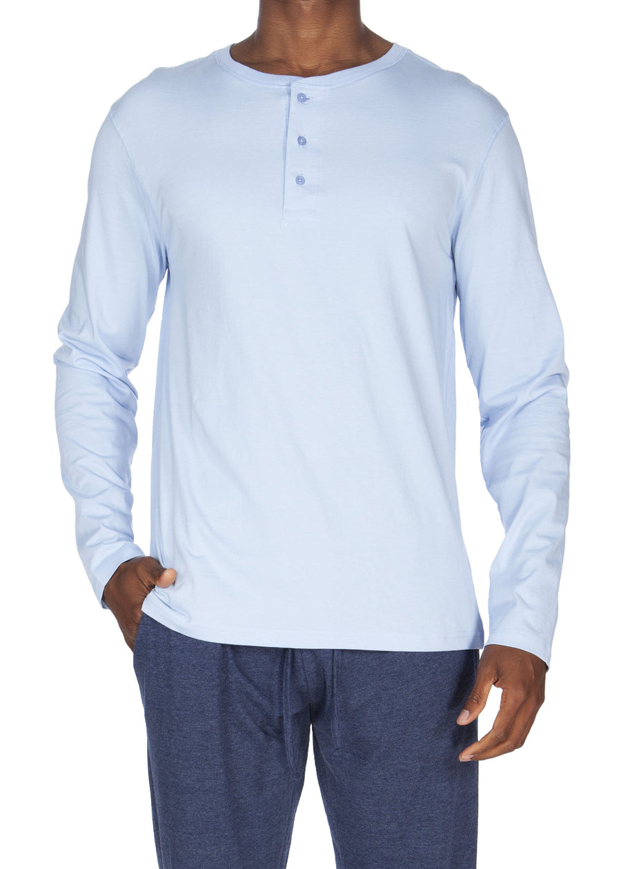 White Solid Jersey Chest logo Long sleeve Henley – Sting