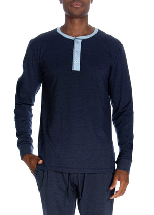 3 Button Lounge Henley Shirt - Contrast Piping
