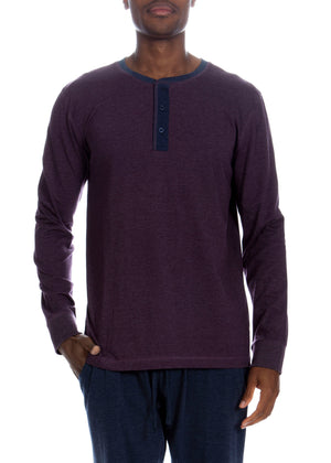 3 Button Lounge Henley Shirt - Contrast Piping