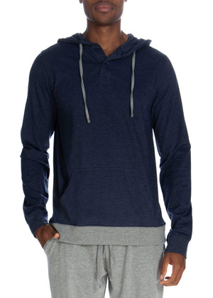 Henley Hoodie With Contrasted Cuff