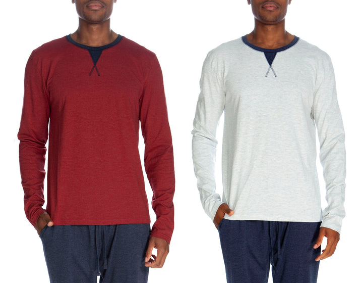 Long Sleeve Contrast Crew 2 Pack 8004-3