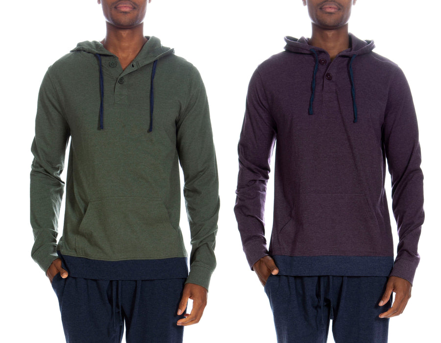 Henley Hoody With Contrast Hem 2 pack 8011-1
