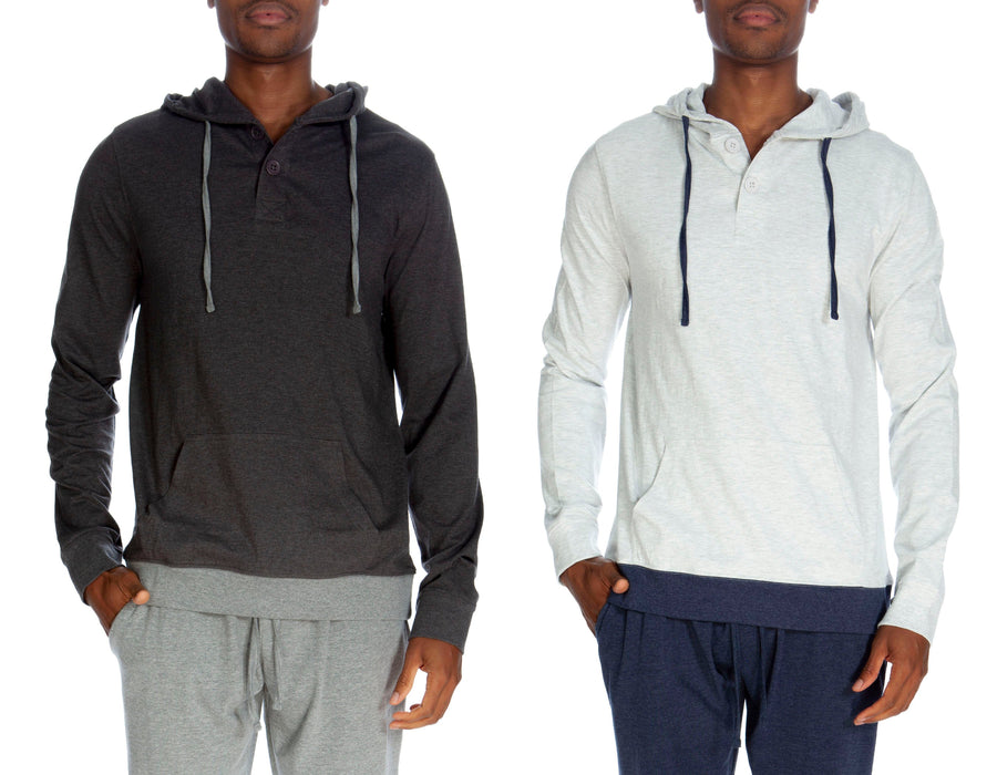 Henley Hoody With Contrast Hem 2 pack 8011-2