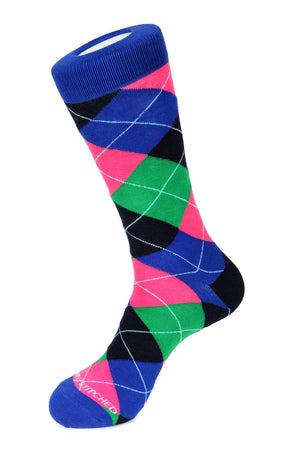 Glow Stick Party Argyle Sock One size / DARK BLUE YELLOW Glow Stick Party Argyle Sock One size / DARK BLUE YELLOW